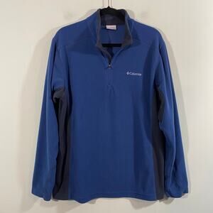 Columbia Men Blue & Black Quarter Zip Fleece Pullover Top Size M